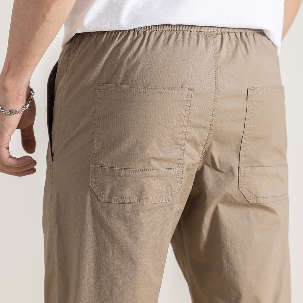 Jefferson Cotton Pants Drawstring Stretchable Waist Khaki