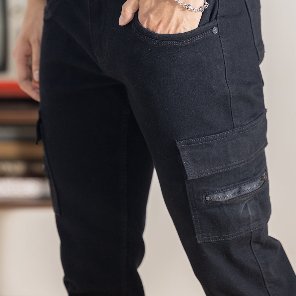 Jefferson Hill-top Zip-Pocket Skinny Jeans Black