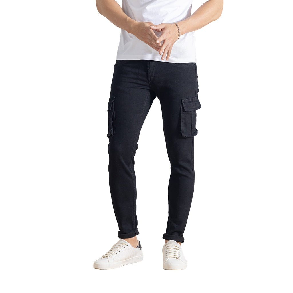 Jefferson Hill-top Zip-Pocket Skinny Jeans Black
