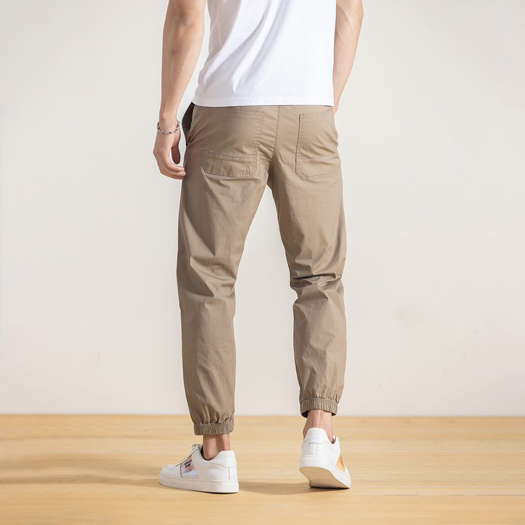 Jefferson Cotton Pants Drawstring Stretchable Waist Khaki
