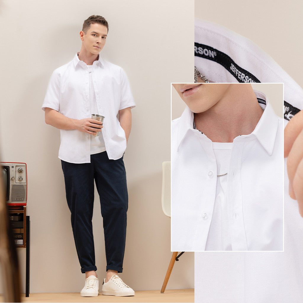 Jefferson Short Sleeve Collar Shirt White