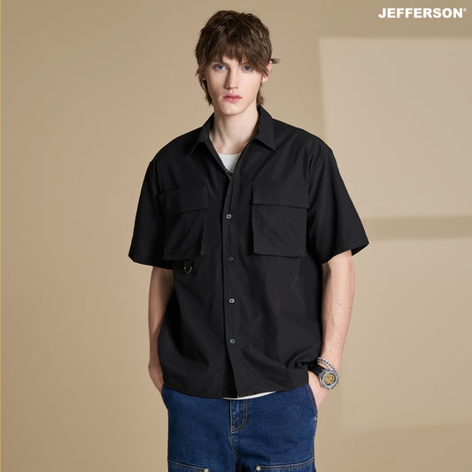 Jefferson Pitch Black Short Sleeve Oversize Shirt