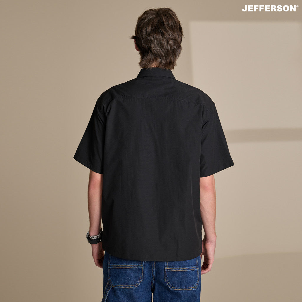 Jefferson Pitch Black Short Sleeve Oversize Shirt