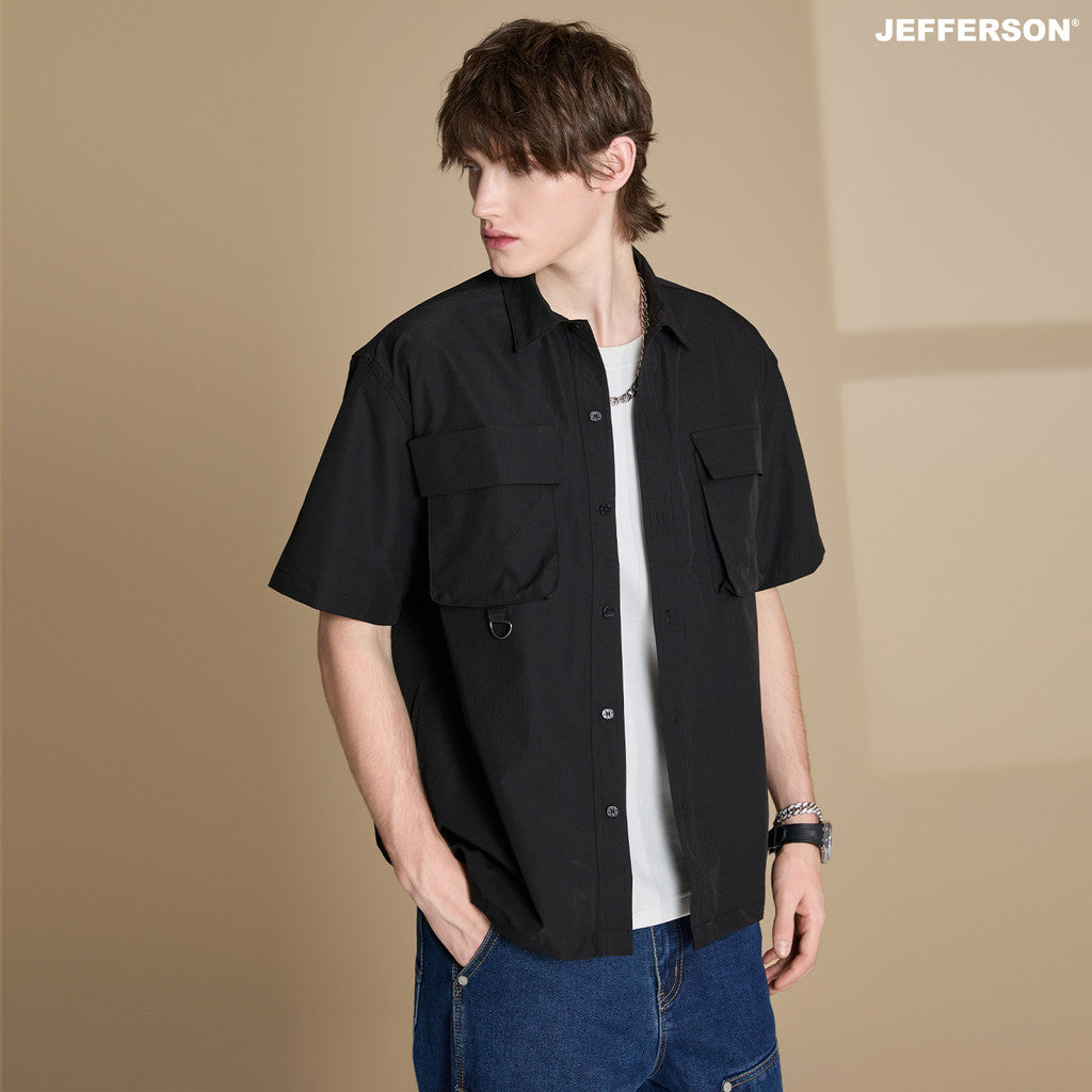 Jefferson Pitch Black Short Sleeve Oversize Shirt