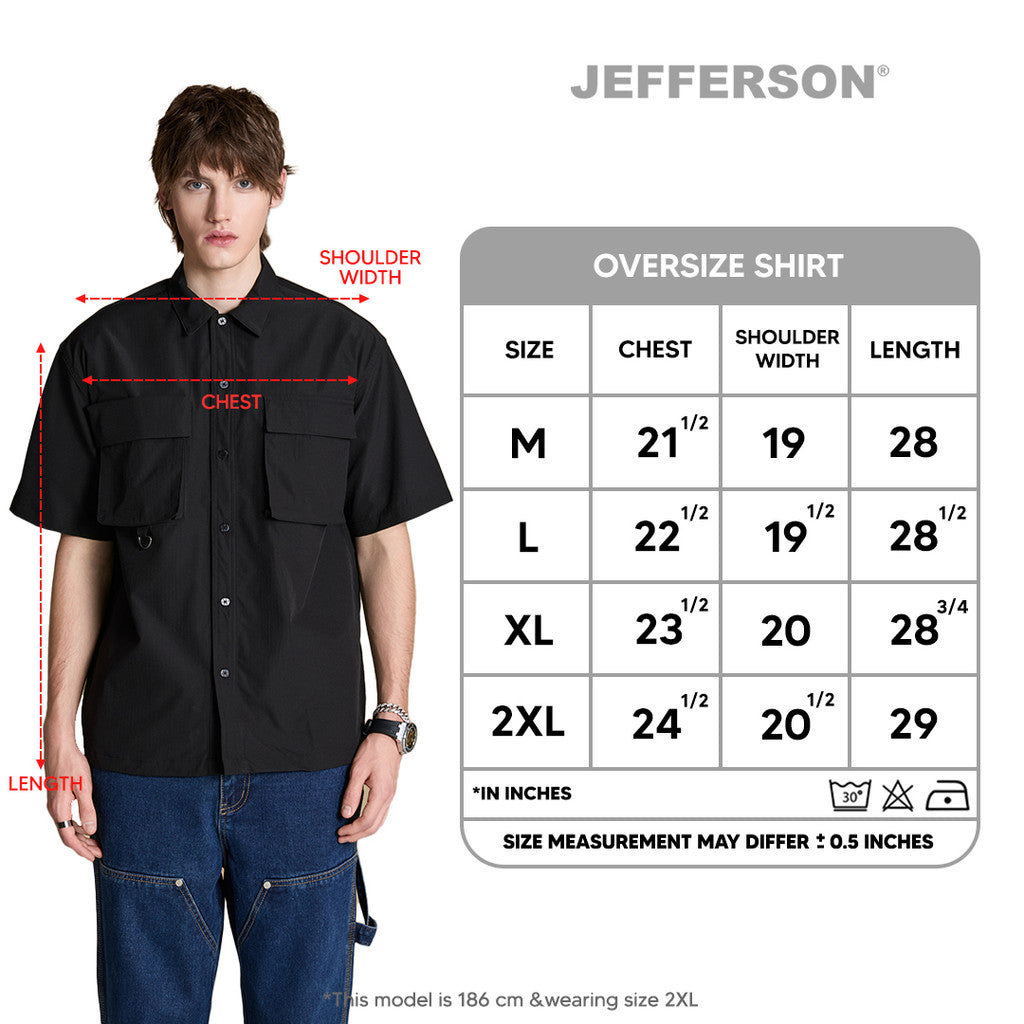 Jefferson Pitch Black Short Sleeve Oversize Shirt