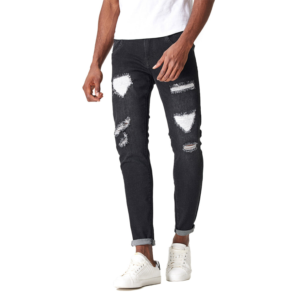 Jefferson Wound Black Skinny Ripped Jeans